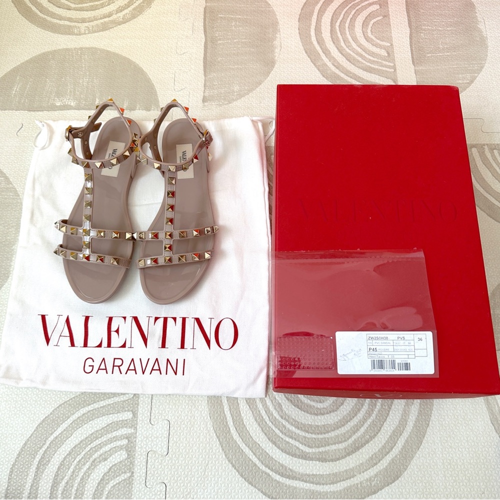 Valentino Rockstud Jelly Flat Gladiator Sandals - Picture 3 of 6